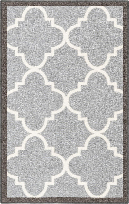 Brooklyn Trellis Grey Modern Non Slip Washable Rug 6518
