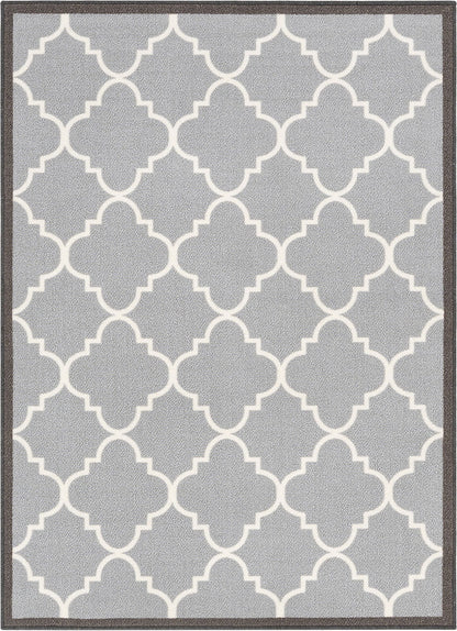 Brooklyn Trellis Grey Modern Non Slip Washable Rug 6518