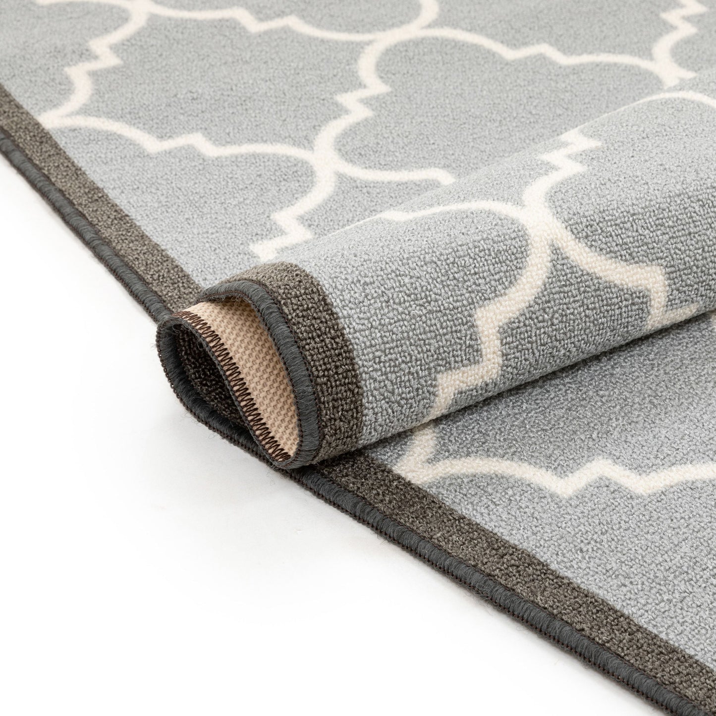 Brooklyn Trellis Grey Modern Non Slip Washable Rug 6518