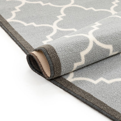 Brooklyn Trellis Grey Modern Non Slip Washable Rug 6518