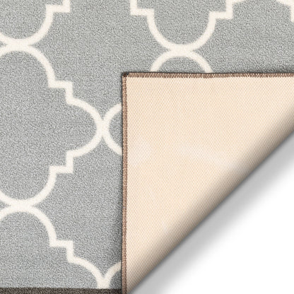 Brooklyn Trellis Grey Modern Non Slip Washable Rug 6518