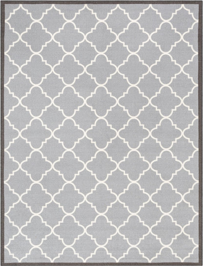 Brooklyn Trellis Grey Modern Non Slip Washable Rug 6518