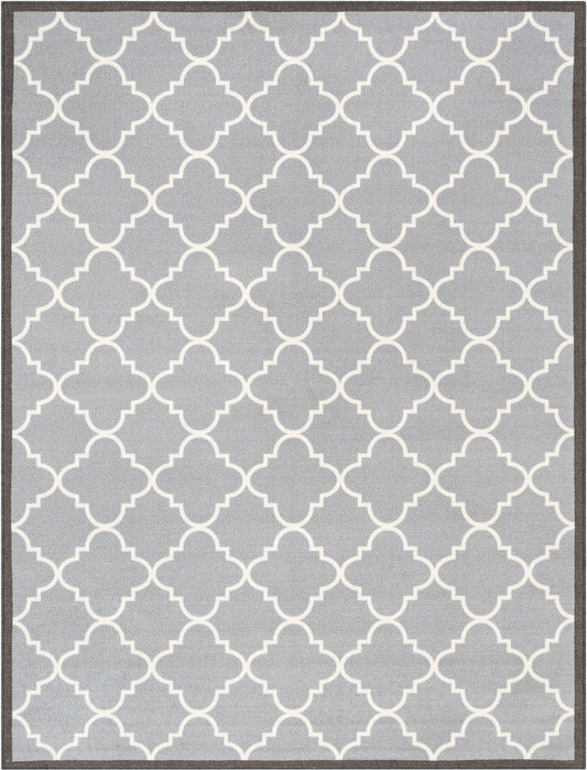 Brooklyn Trellis Grey Modern Non Slip Washable Rug 6518