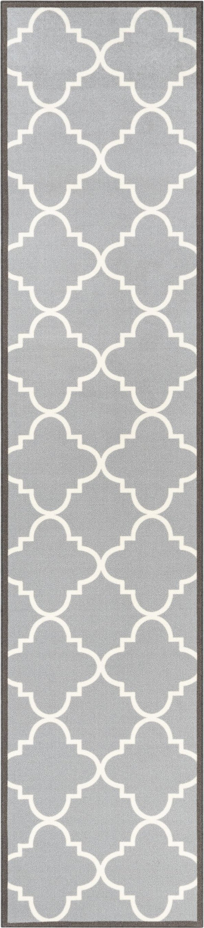 Brooklyn Trellis Grey Modern Non Slip Washable Rug 6518