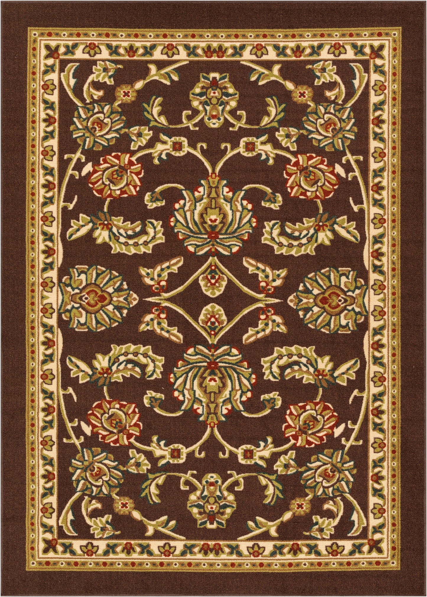 Kings Court Tabriz Black Traditional Black Brown Rug 6633