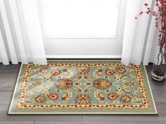Tabriz Blue Traditional Non Slip Washable Rug 6636