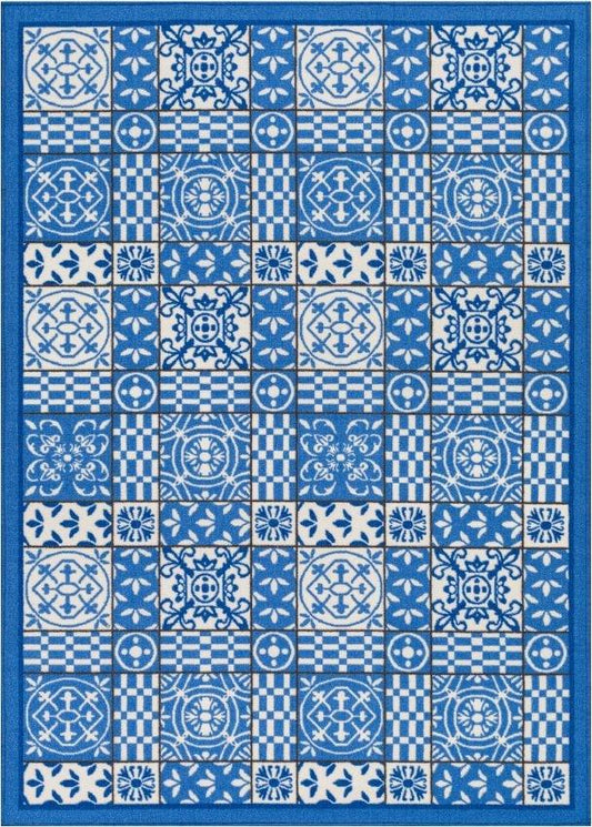 Roxbury Blue Modern Non Slip Washable Rug 6726