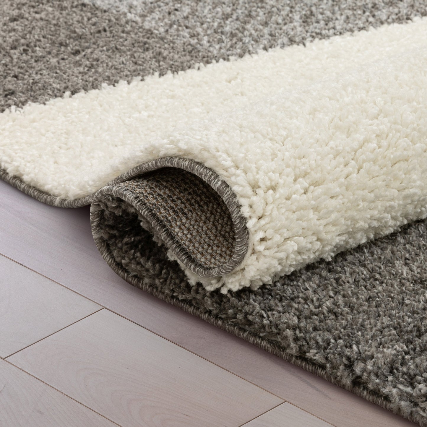 Cubes Geometric Boxes & Squares Dark Grey Thick Shag Rug 7007