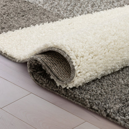 Cubes Geometric Boxes & Squares Dark Grey Thick Shag Rug 7007