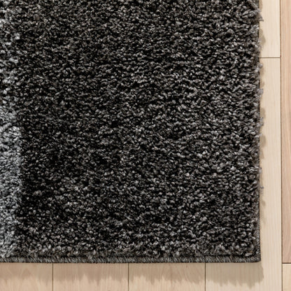 Cubes Geometric Boxes & Squares Dark Grey Thick Shag Rug 7007