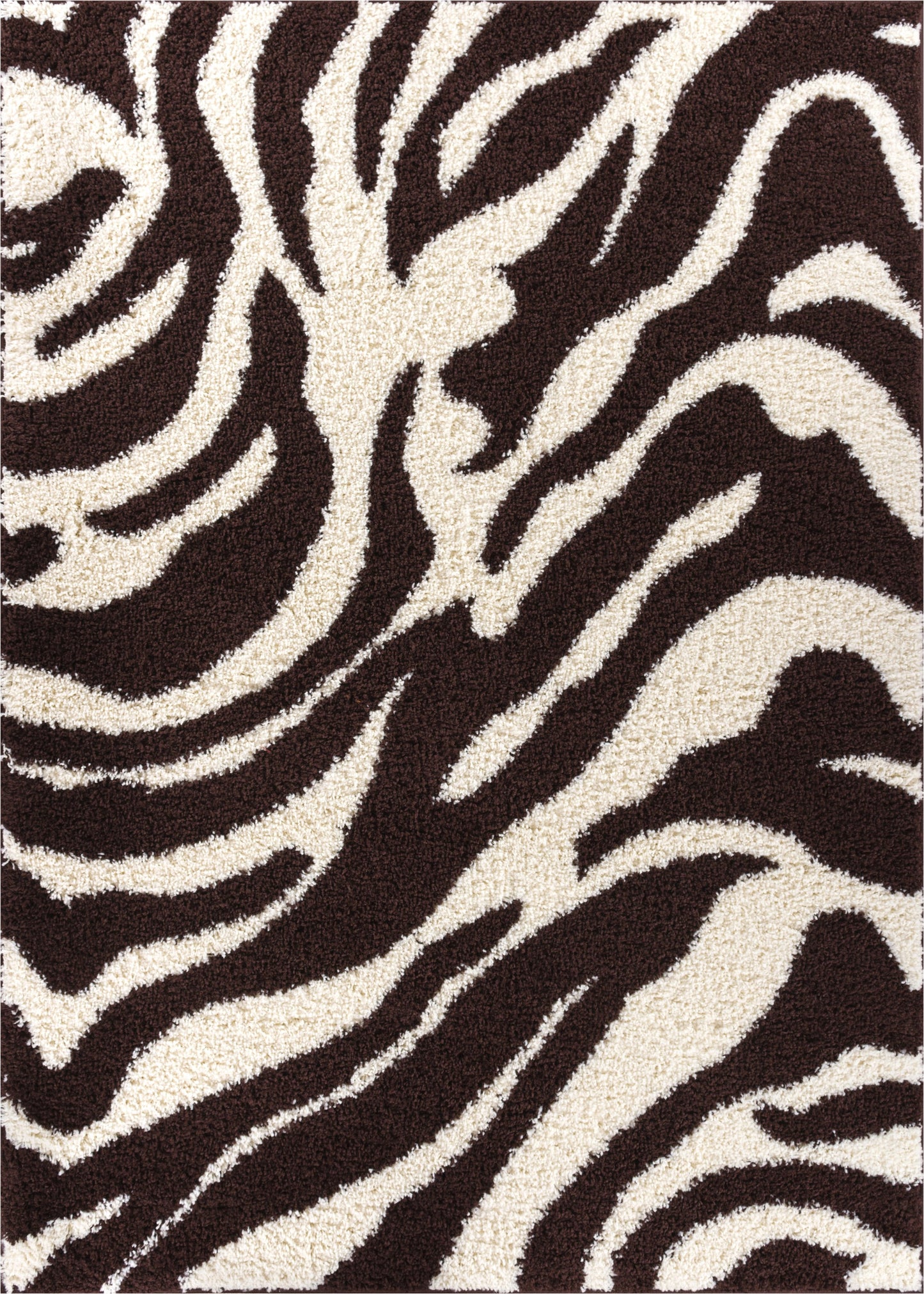 Safari Zebra Brown Contemporary Shag Rug 7038