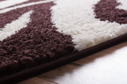 Safari Zebra Brown Contemporary Shag Rug 7038