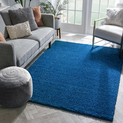 Plain Dark Blue Modern Solid Rug 7044