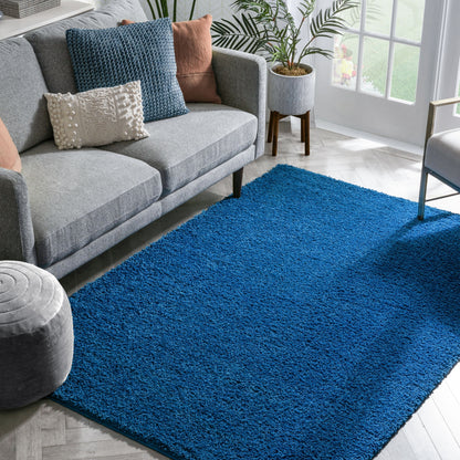 Plain Dark Blue Modern Solid Rug 7044
