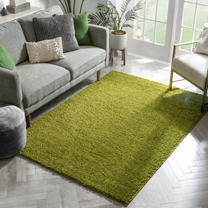 Plain Green Solid Rug 7045