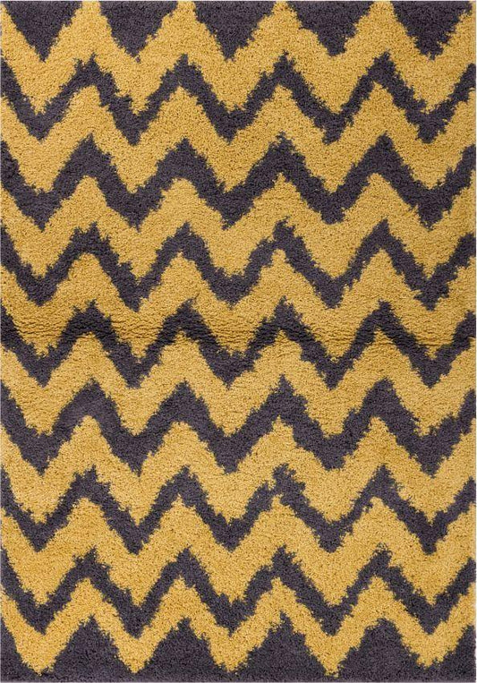 Passion Chevron Gold Grey Modern Rug 7056