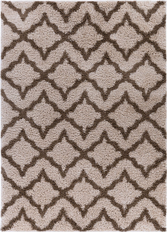 Linx Geometric Beige Brown Trellis Rug 7102