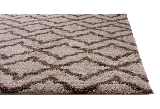 Linx Geometric Beige Brown Trellis Rug 7102