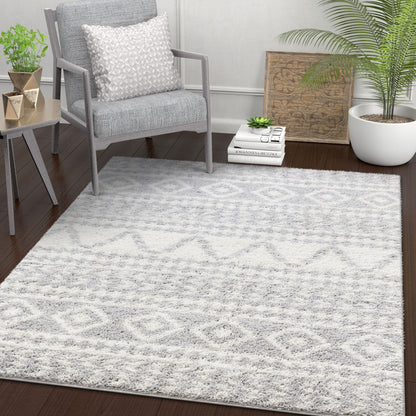 Cossima Tribal Moroccan Grey Shag Rug 7777