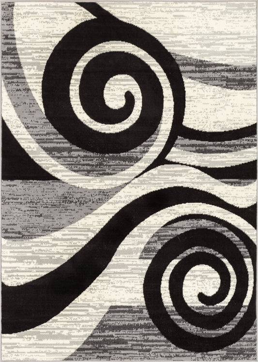 Maple Waves Grey Modern Rug 8518