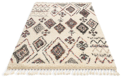 Pagette Ivory Tribal Nomadic Diamond Shag Rug AA-92