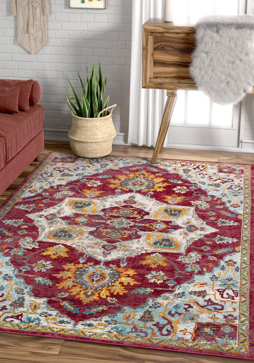 Ari Red Vintage Serapi Medallion Rug AE-00