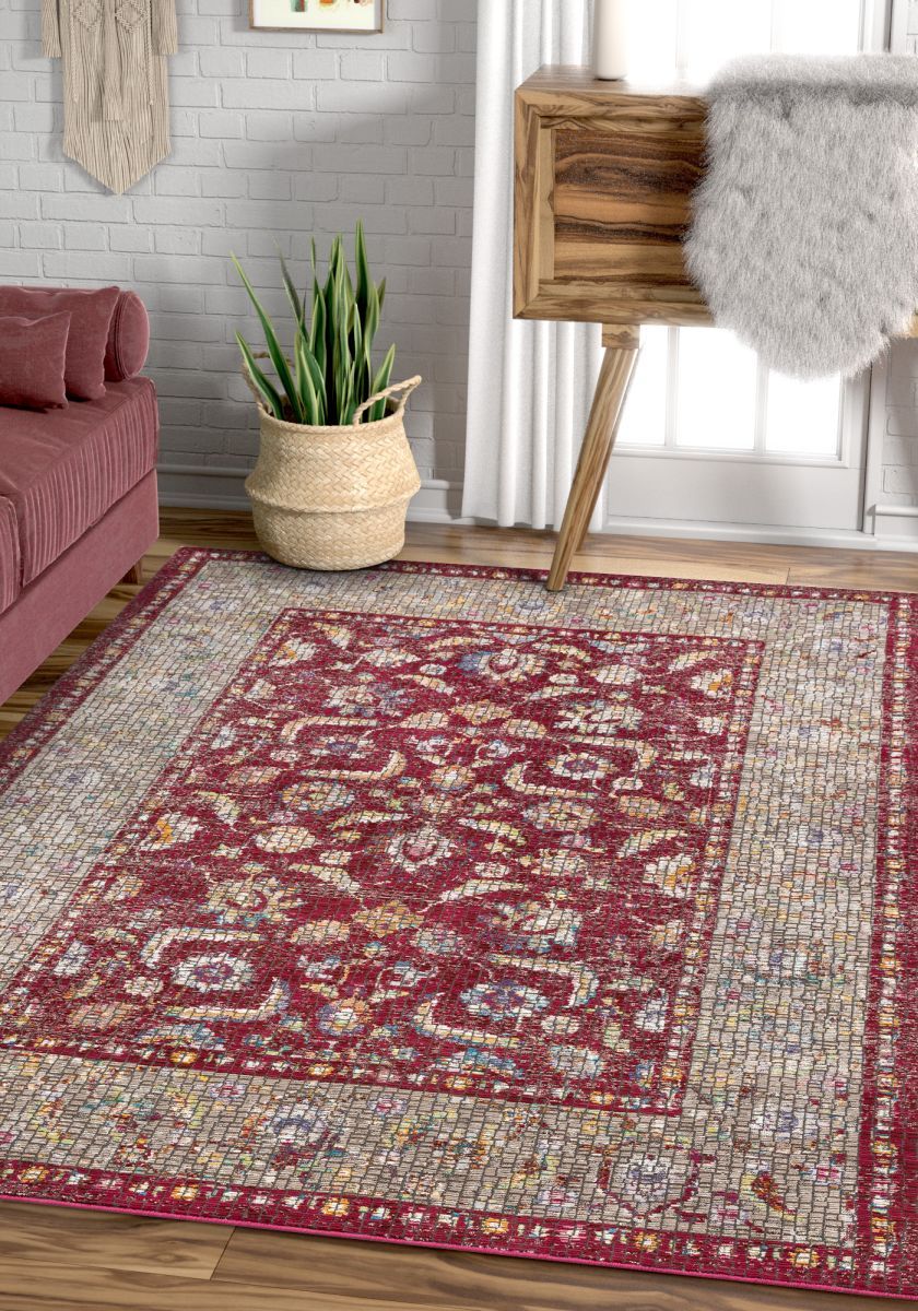 Vanessa Red Vintage Oriental Persian Mosaic Rug AE-50