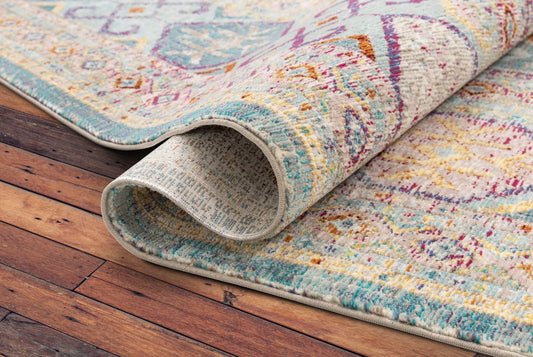 Eden Blue Vintage Mosaic Pastel Rug AE-84