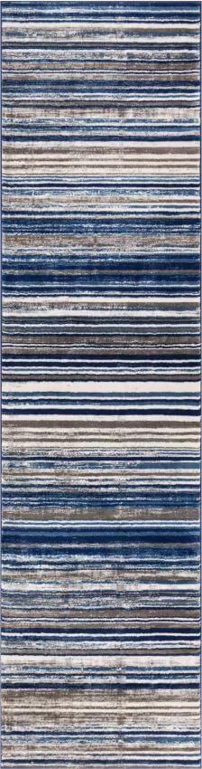 Signature Stripes Blue Modern Distressed Rug AM-74