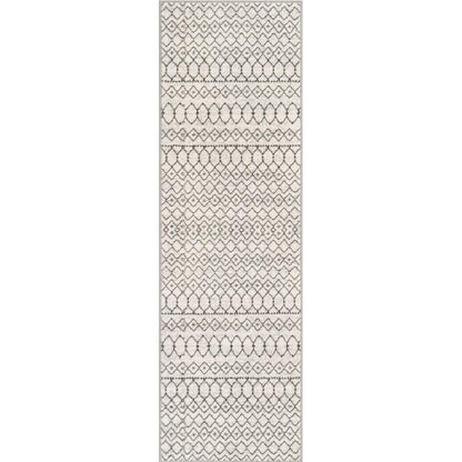 Hira Moroccan Trellis Geometric Ivory High-Low Rug ANT-12