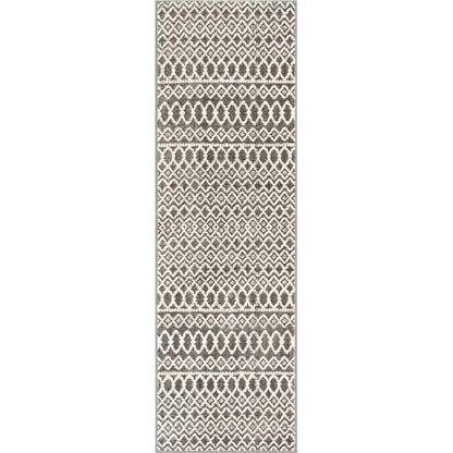 Hira Moroccan Trellis Geometric Grey High-Low Rug ANT-17
