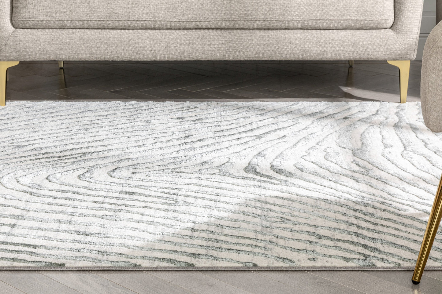 Asiya Modern Geometric Ivory High-Low Rug ANT-22