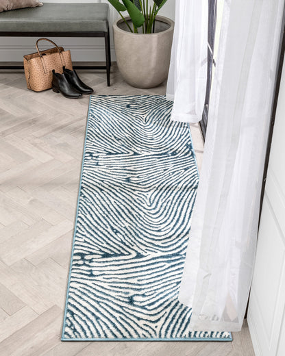 Asiya Modern Geometric Blue High-Low Rug ANT-24