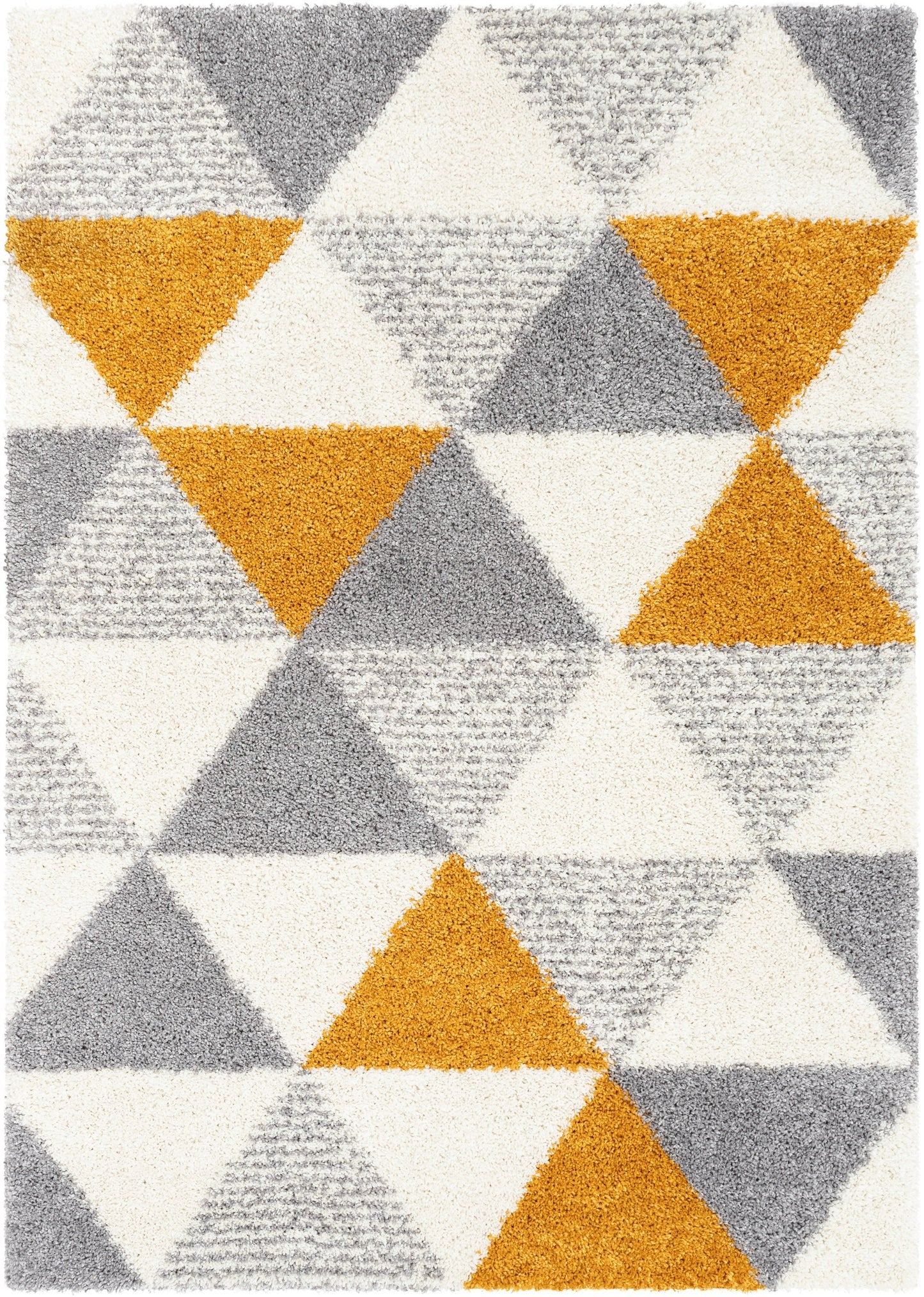 Reily Mid-Century Modern Geometric Triangle Pattern Yellow Shag Rug ARD-11