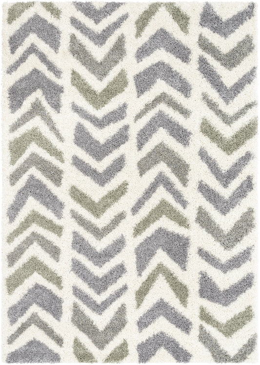 Kylar Nordic Chevron Pattern Teal Shag Rug ARD-26