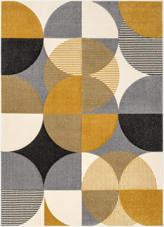 Landon Modern Geometric Yellow Grey 3D Hand-Carved Rug AST-41