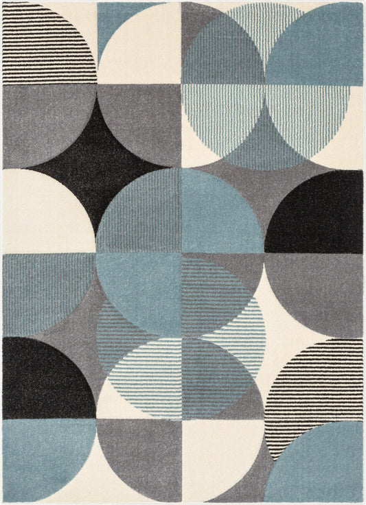 Landon Modern Geometric Blue 3D Hand-Carved Rug AST-46