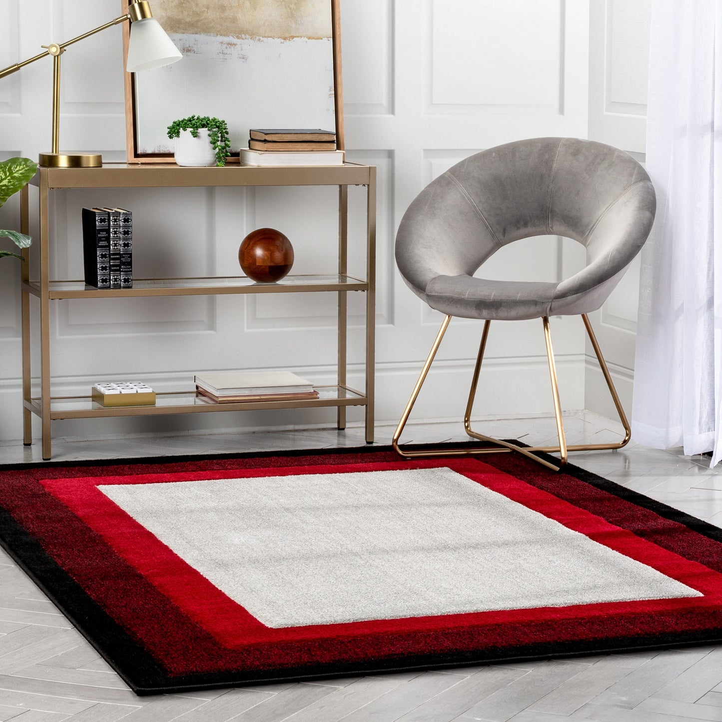 Arian Modern Border Pattern Red 3D Hand-Carved Rug AST-50