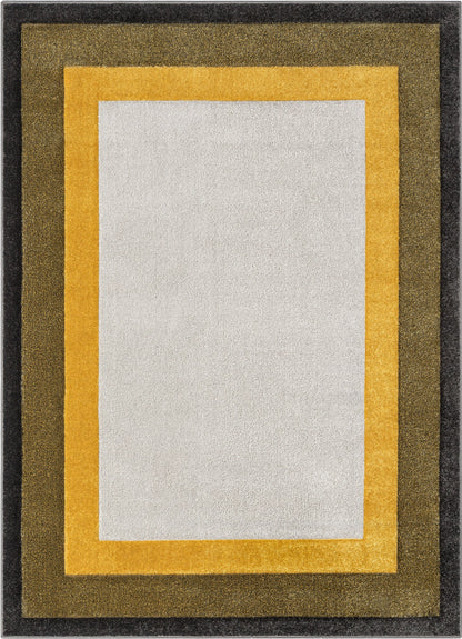 Arian Modern Border Pattern Yellow 3D Hand-Carved Rug AST-51