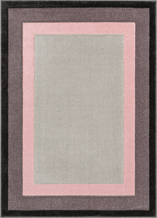 Arian Modern Border Pattern Blush 3D Hand-Carved Rug AST-59