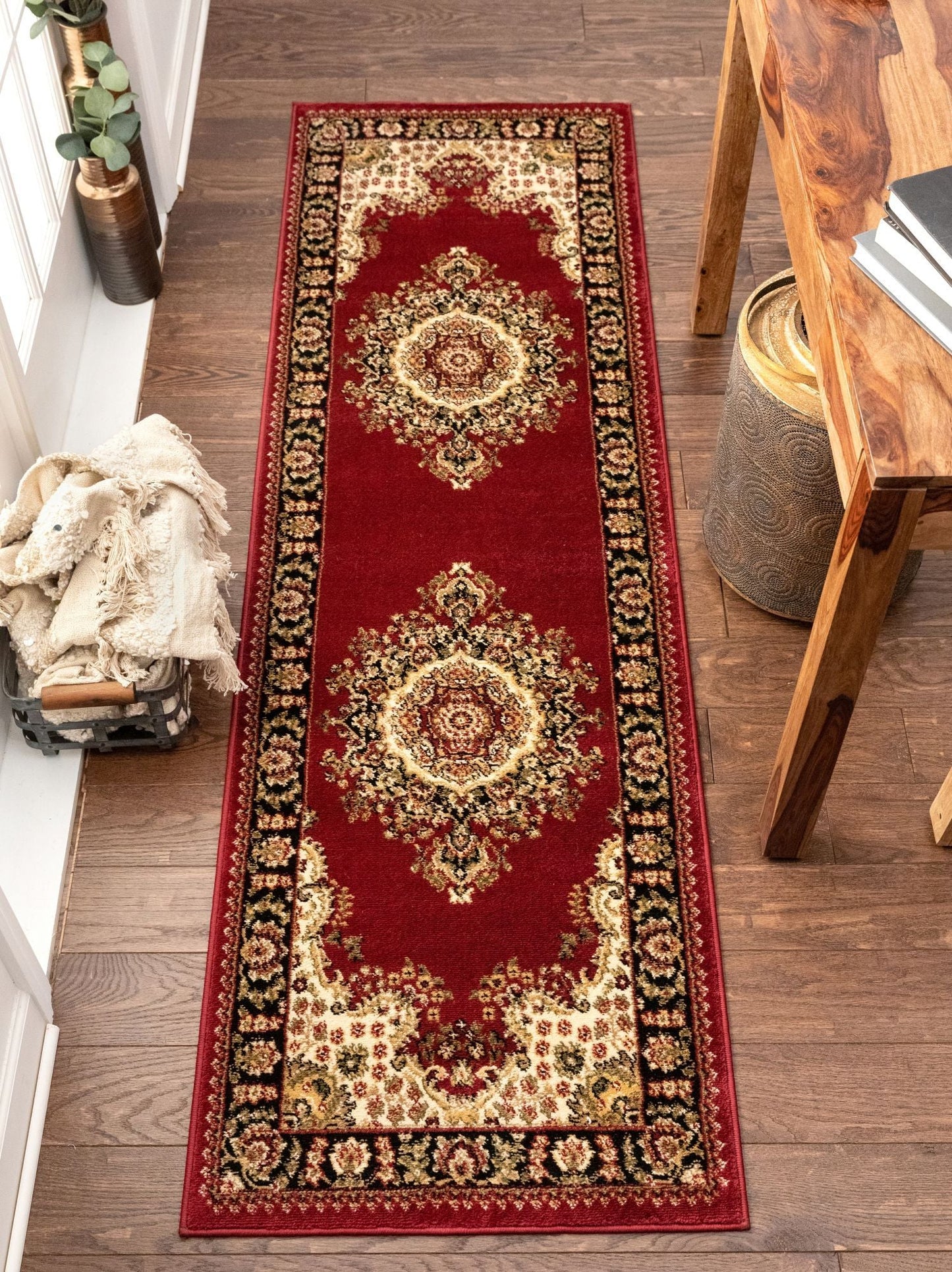 Mahal Traditional Oriental Persian Medallion Red Rug AU-90