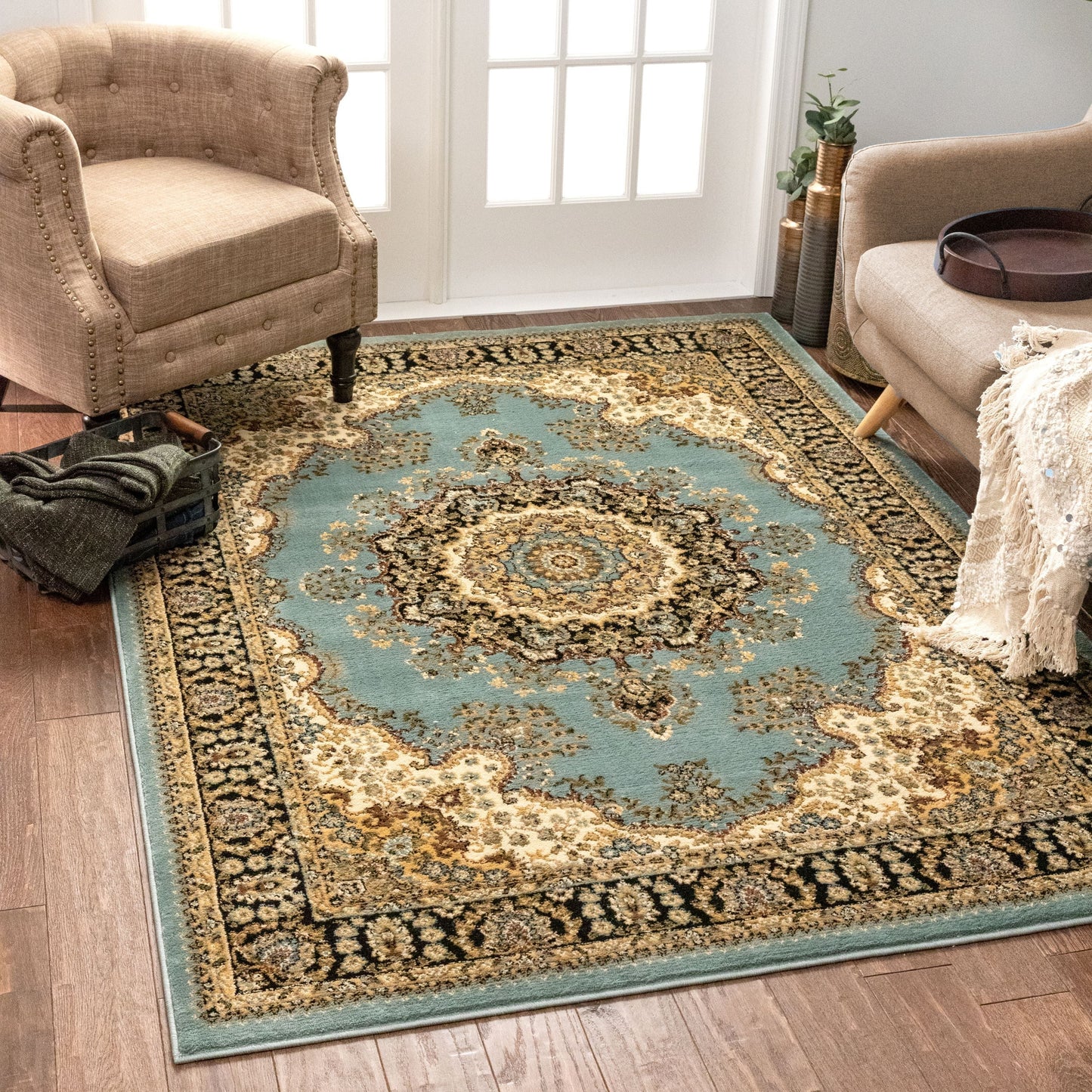Mahal Blue Traditional Oriental Persian Rug AU-94
