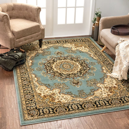 Mahal Blue Traditional Oriental Persian Rug AU-94