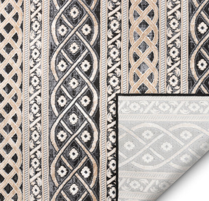 Ashley Tribal Geometric Ivory High-Low Rug AV-02