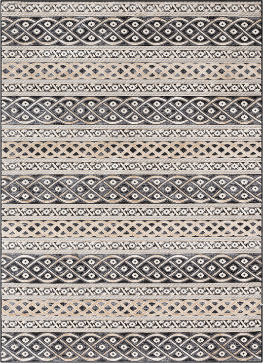 Ashley Tribal Geometric Ivory High-Low Rug AV-02