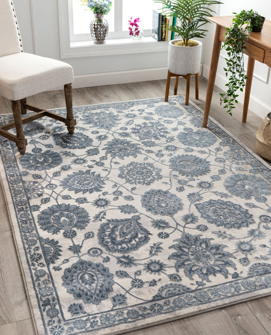 Madison Vintage Floral Ivory High-Low Rug AV-42