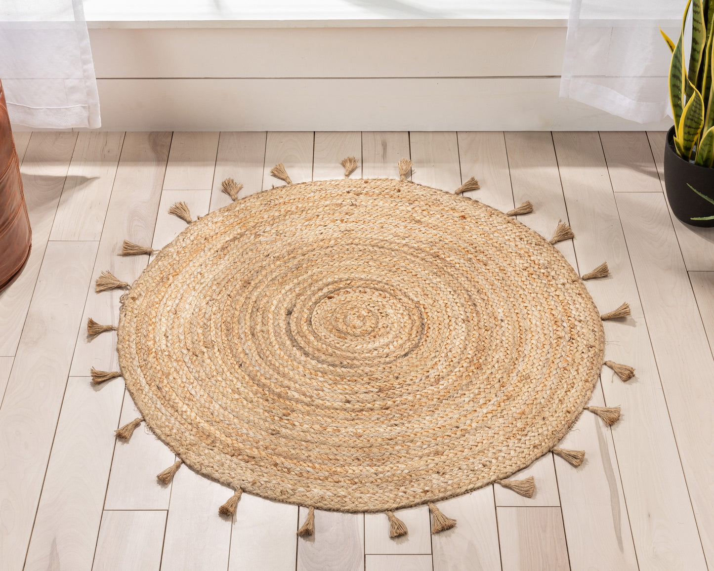 Philomena Bohemian Hand-Braided Jute Natural Textured Rug AVA-12