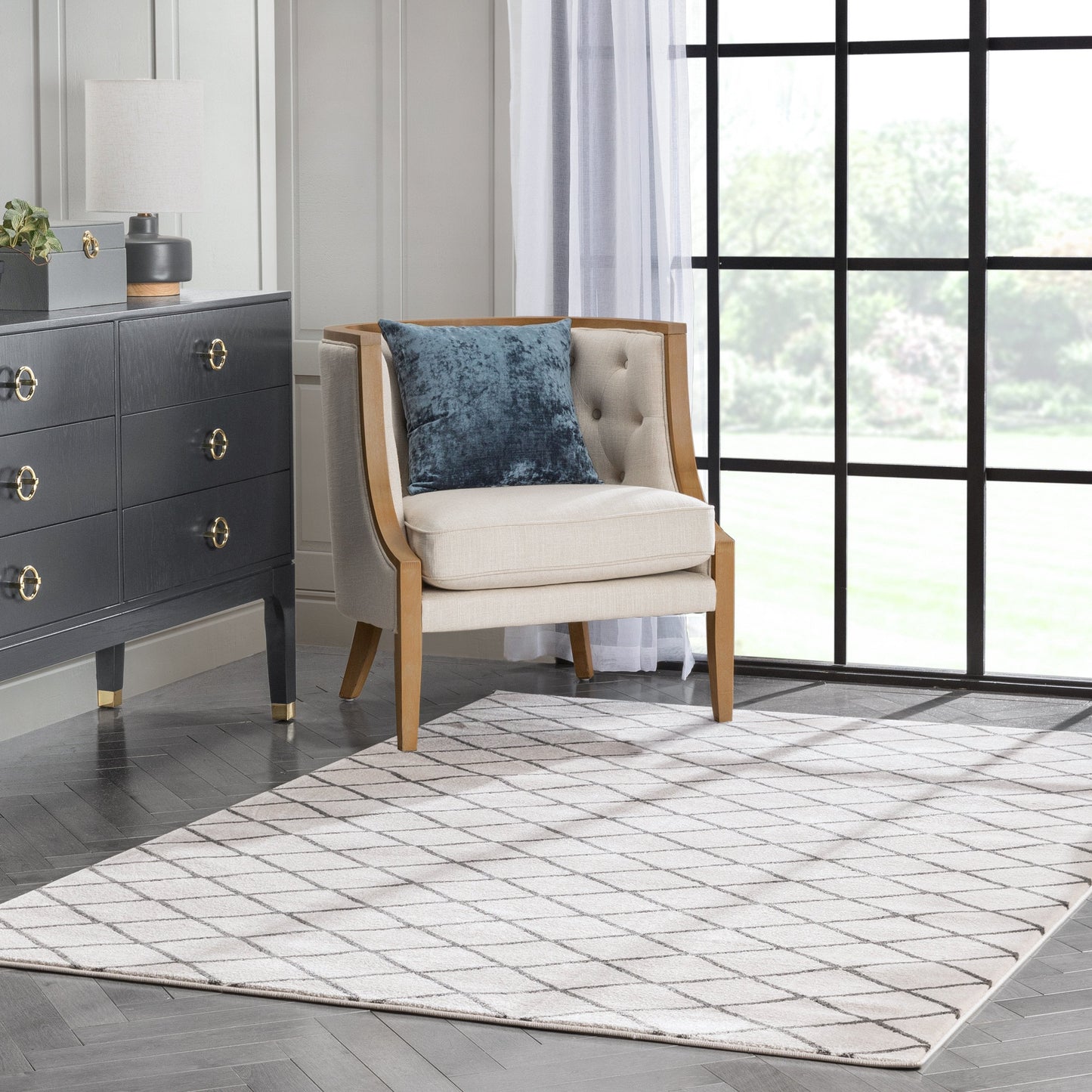 Aiden Trellis Modern Ivory Soft Rug BAL-22