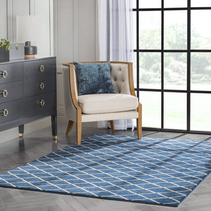 Aiden Trellis Modern Blue Gold Soft Rug BAL-24