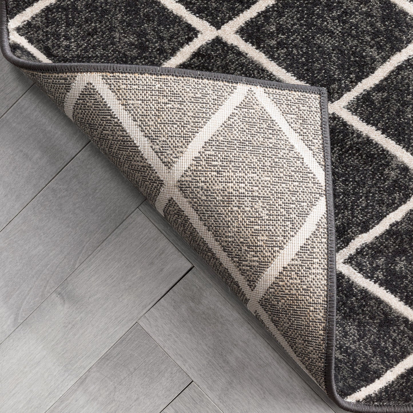 Aiden Trellis Modern Dark Grey Soft Rug BAL-27